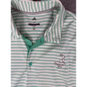 Adidas Pinehurst Golf Polo Shirt Men’s M Green Striped Performance Stretch Logo